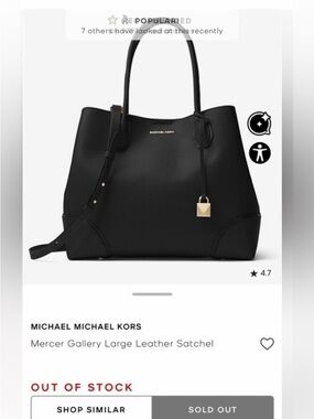 MICHAEL Michael Kors Black Leather Satchel with Gold Hardware